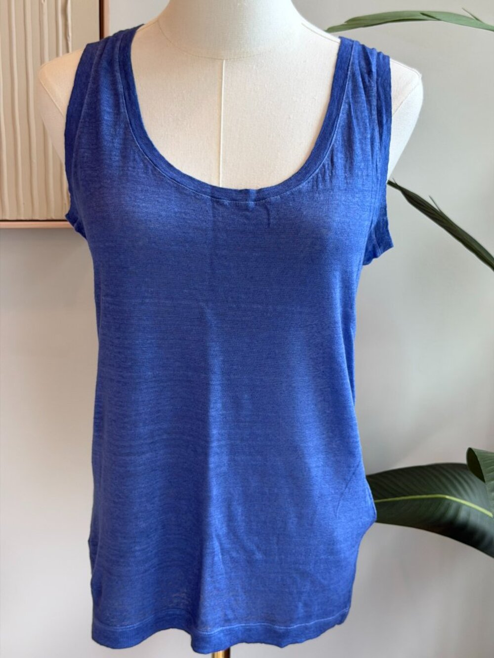 NWOT 120% LINO LINEN TANK TOP SHIRT BLUE M
